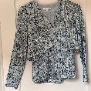 Blue snake print work blouse
